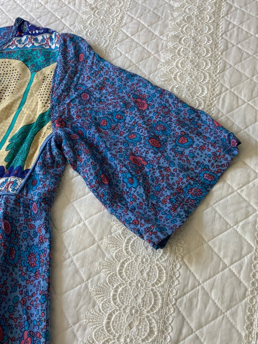 R Vivimos Colorful Blue Peacock Maxi Dress Size Large - Picture 6 of 10
